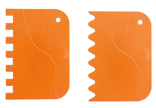 [9271082] Set de espátulas ondulada y peine de plástico 2 ud. DECORA