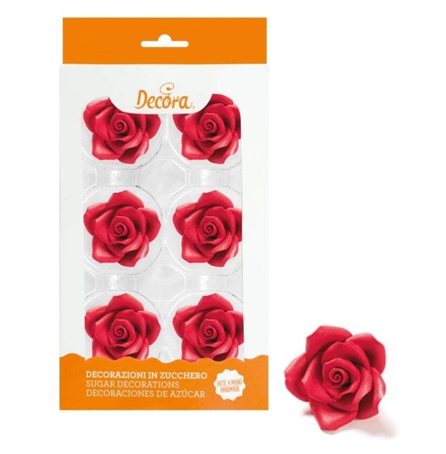 [0500362] Rosas comestibles rojas 6ud DECORA