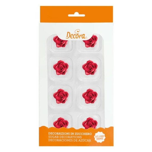 [0500384] Rosas comestibles rojas 8ud DECORA