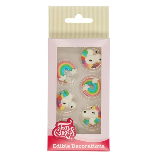 [F50155] Decoración azucar arcoiris y unicornios 8ud FUNCAKES