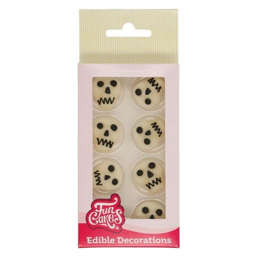 [F50240] Decoración azucar calaveras 8ud FUNCAKES