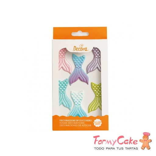 [0500393] Decoración de azúcar colas de sirena 6ud DECORA
