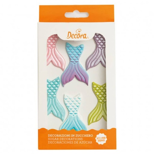 [0500393] Decoración de azúcar colas de sirena 6ud DECORA