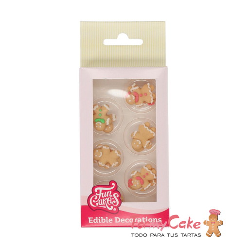 [F50245] Decoración azucar muñeco de jengibre 8ud FUNCAKES