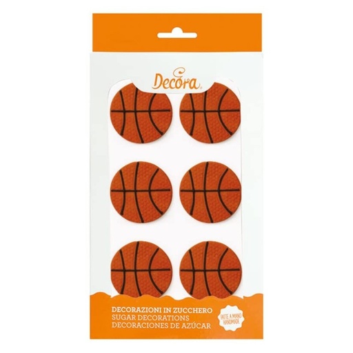 [0500401] Decoración comestible pelotas baloncesto 6ud DECORA