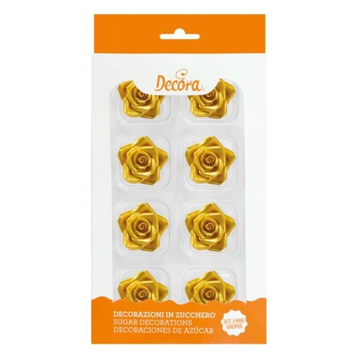 [0500377] Rosas comestibles oro 8ud DECORA