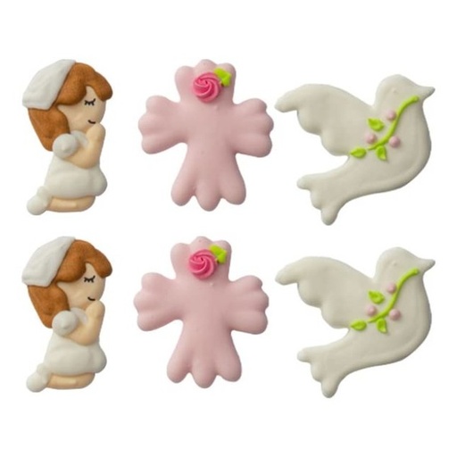 [0500427] Decoración de azúcar para primera comunión niña 6ud DECORA