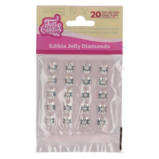[F51825] Diamantes comestibles transparentes 20ud FUNCAKES