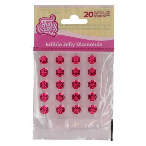 [F51830] Diamantes comestibles rosas 20ud FUNCAKES