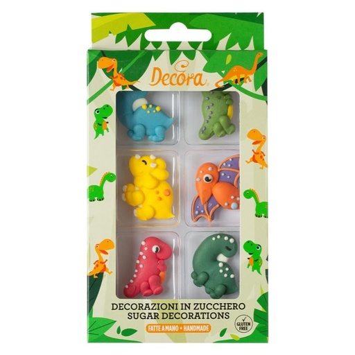 [0500428] Dinosaurios de azúcar 6ud DECORA