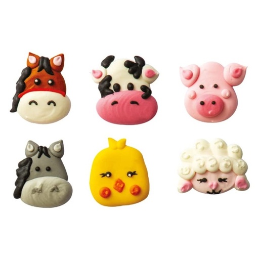 [0500298] Animales de la granja de azúcar 6ud DECORA