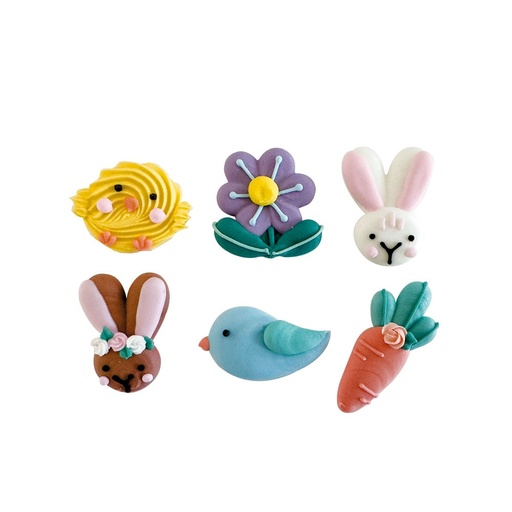 [0500451] Figuritas de pascua de azúcar comestible 6ud DECORA