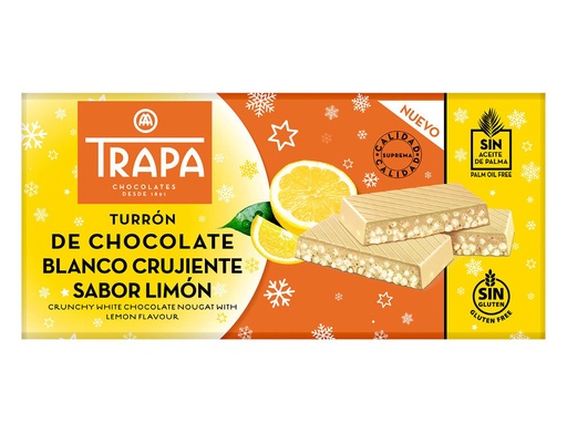 [040040] Turrón chocolate blanco crujiente sabor limón 175gr TRAPA